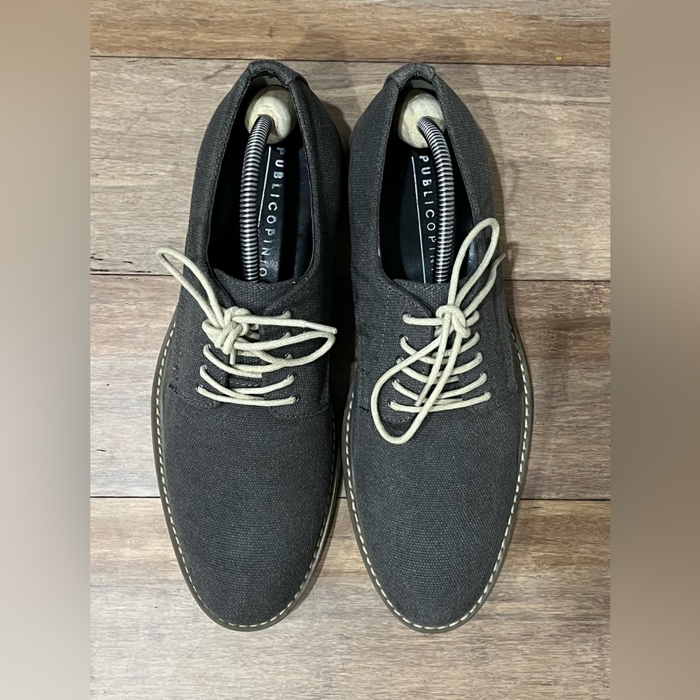Public Opinion Shoes Size 9.5 Derby Oxford Gray Fabric Men’s